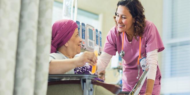 Patient getting support from doctor