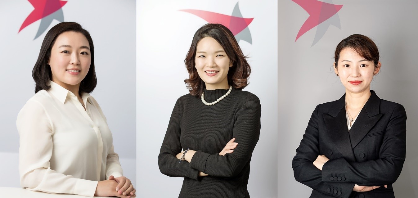 (왼쪽부터) 문수미 항암제사업부 이사, 박경아 의학부 이사, 이고운 마켓엑세스 상무