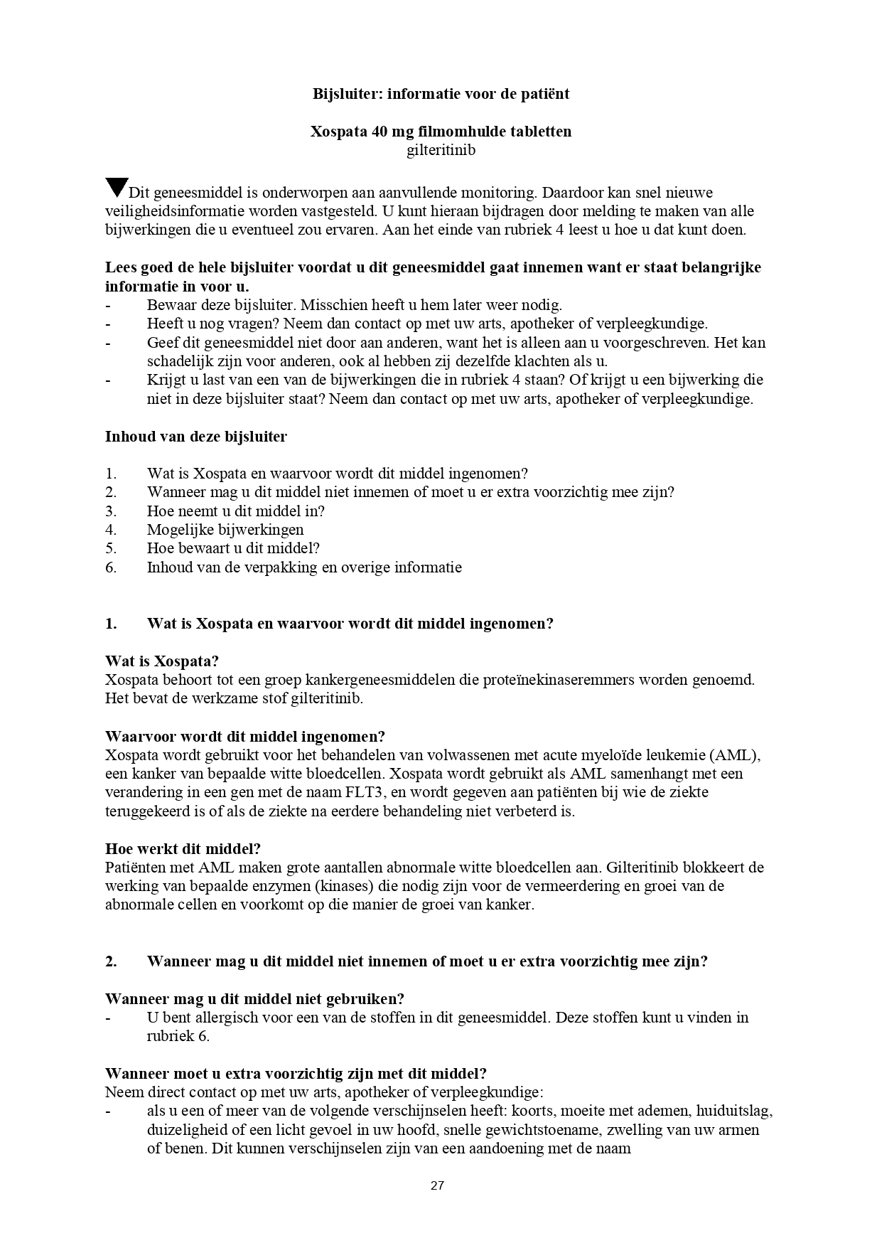 Bijsluiter XOSPATA ™ gilteritinib filmomhulde tabletten