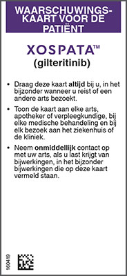 XOSPATA ™ gilteritinib waarschuwingskaart voor de patiënt
