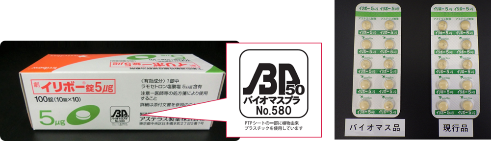 外箱に掲示したBPマークとPTPシートの外観