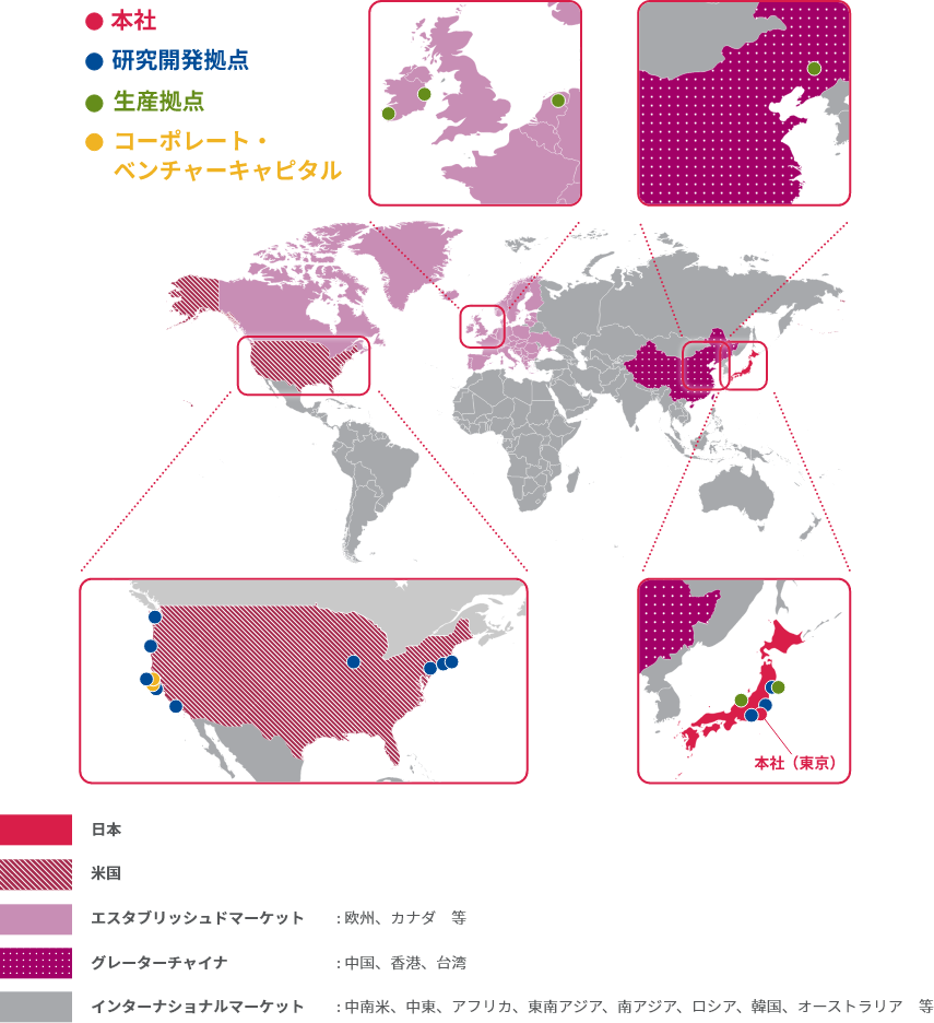グローバル製薬企業として世界70以上の 国と地域でビジネス展開