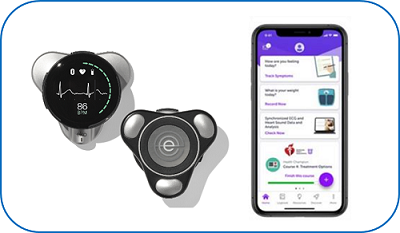 Image of Eko CORE 500™ Digital Stethoscope (left) and Z1608 Smartphone App